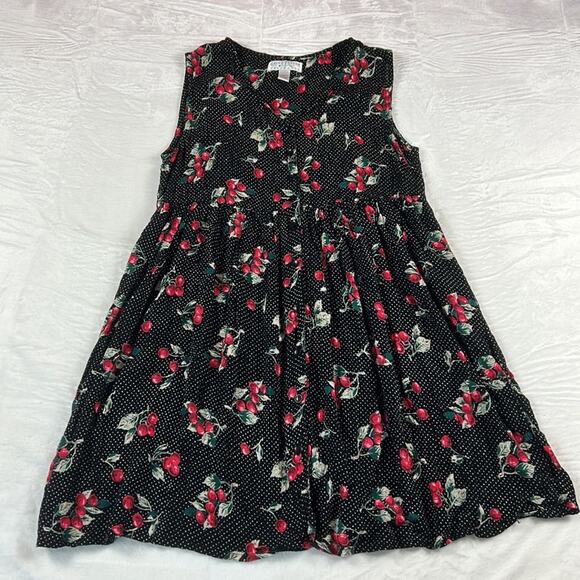 Erika Taylor Intimates black and white polkadot cherry dress, size med - Picture 1 of 8